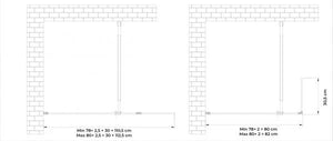 Parete doccia Walk In con anta mobile paraspruzzi vetro temprato 8mm H 200 cm misura 80 cm lastra + 30 cm antina