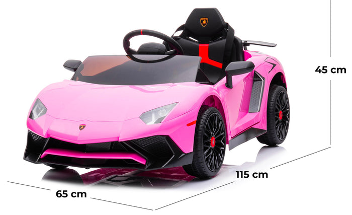 Macchina Elettrica per Bambini 12V con Licenza Lamborghini Aventador Rosa