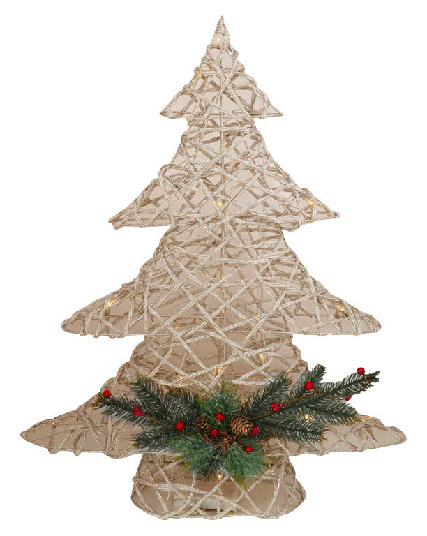 Mini Albero di Natale Decorativo H60 cm con Luce LED Bianco Caldo