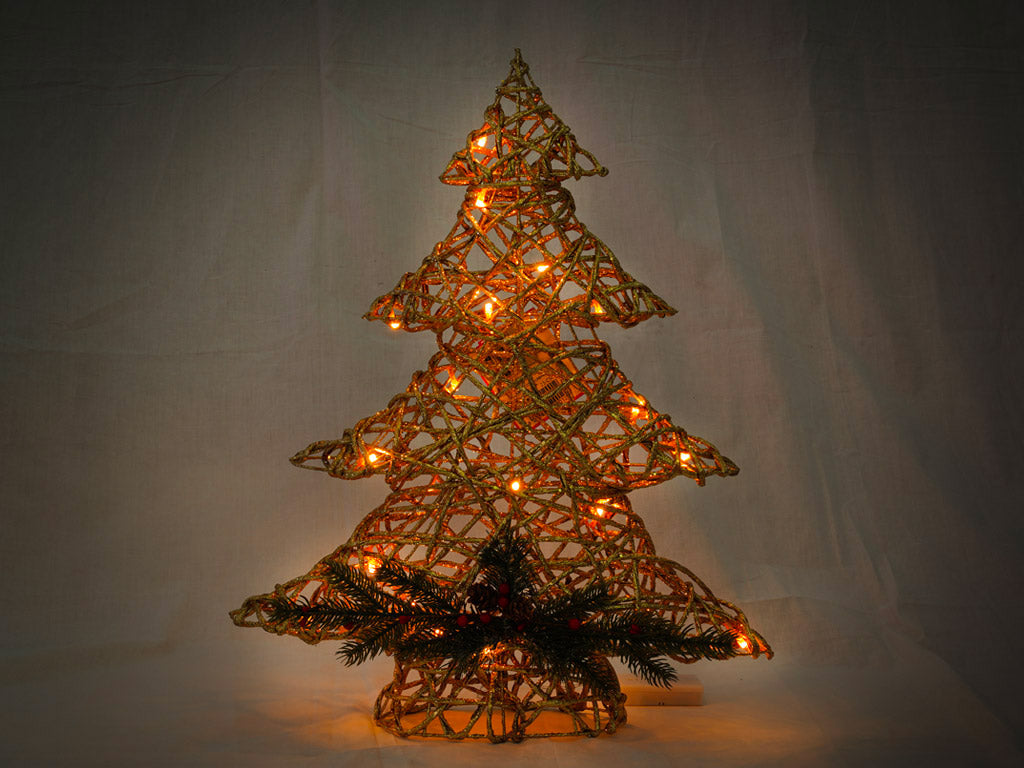 Mini Albero di Natale Decorativo H60 cm con Luce LED Bianco Caldo