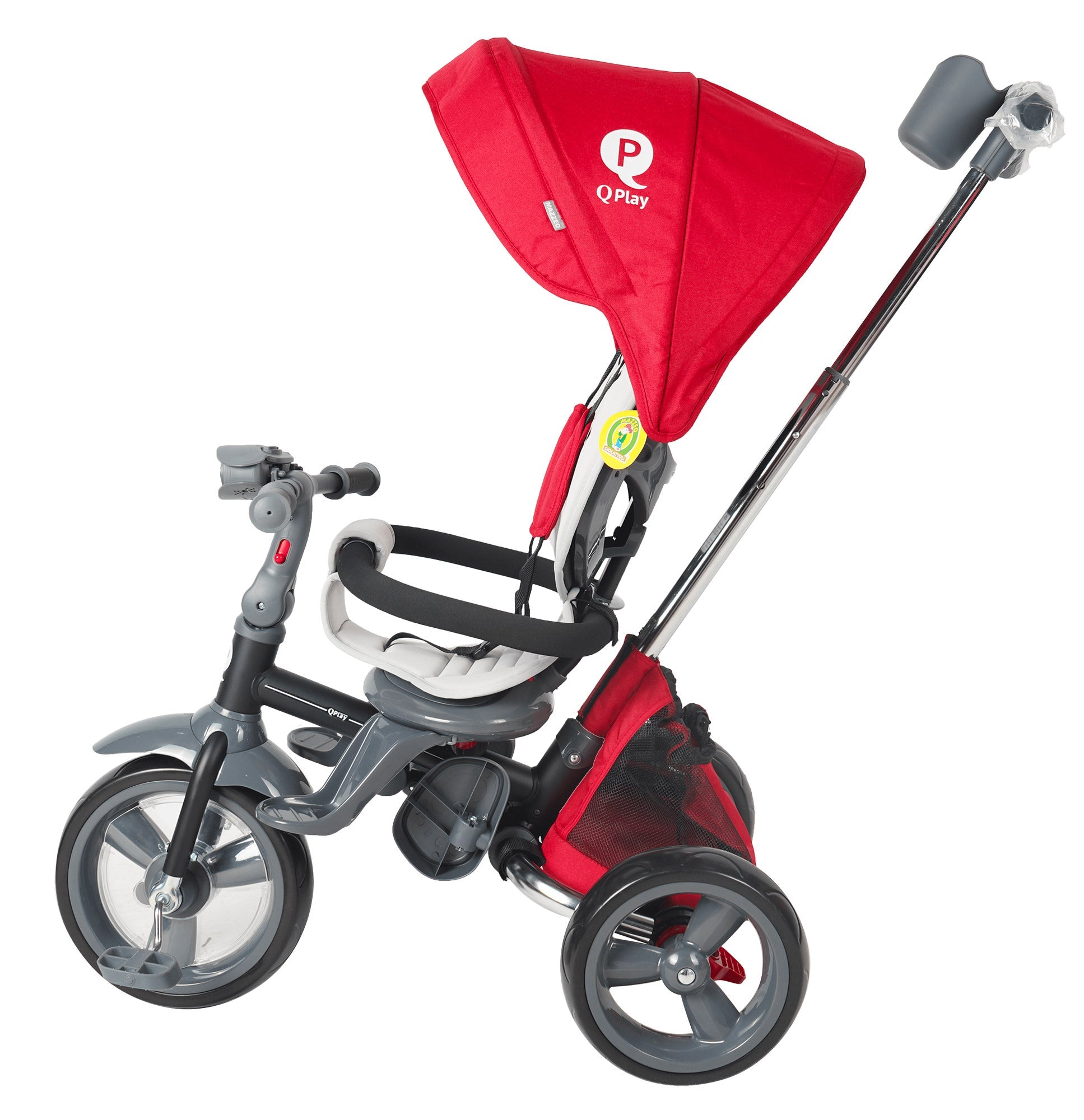 Triciclo Passeggino per Bambini 98x49x105 cm con Seggiolino Reversibile Ciao Rosso