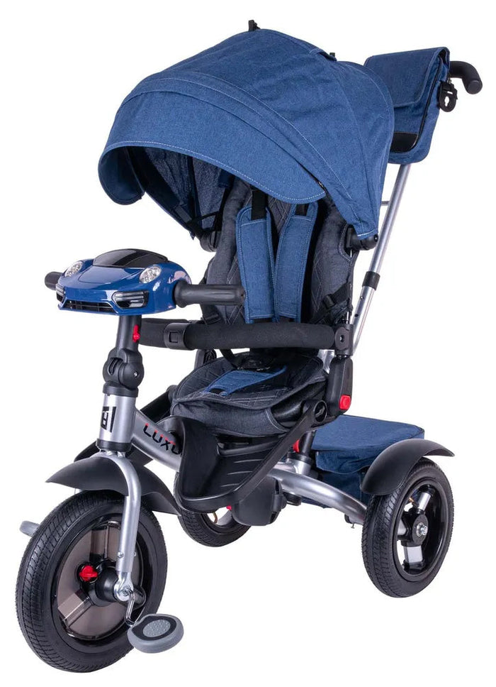 Triciclo Passeggino per Bambini 95x52x105 cm con Seggiolino Reversibile Jolly Blu