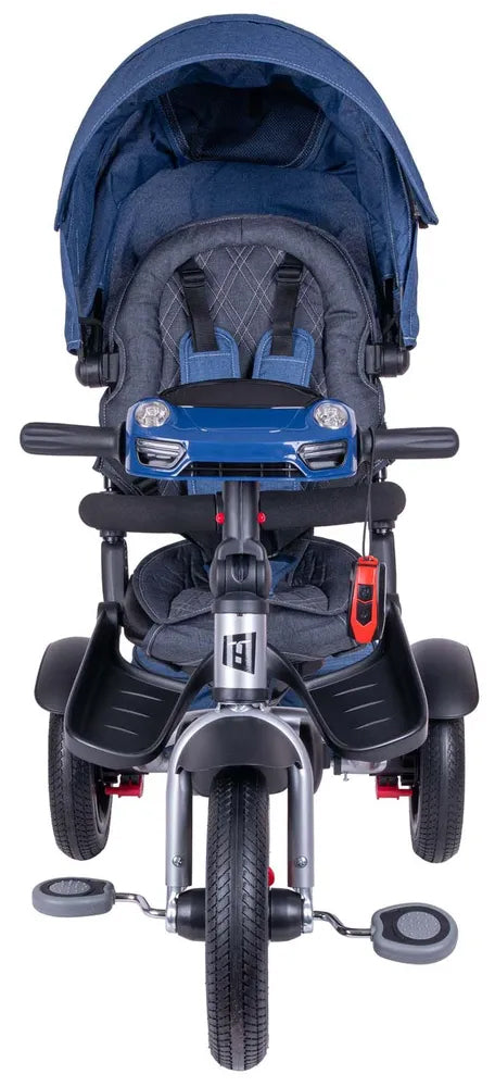 Triciclo Passeggino per Bambini 95x52x105 cm con Seggiolino Reversibile Jolly Blu