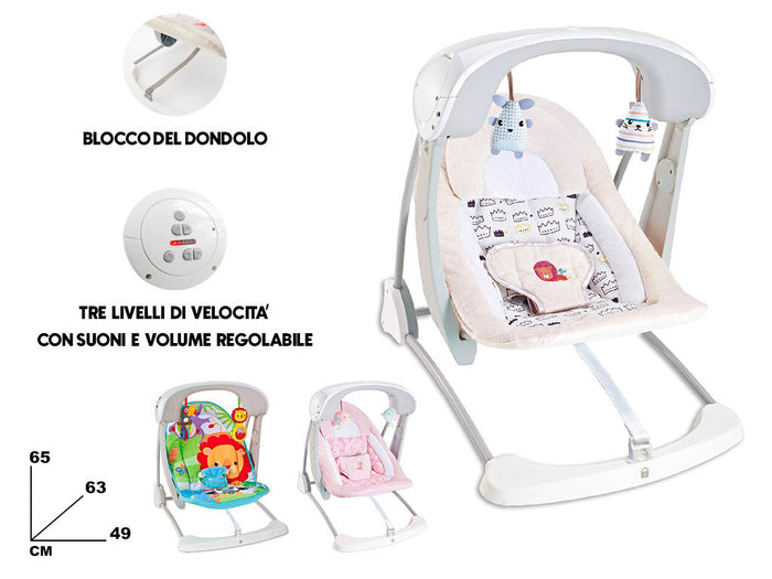 Altalena dondolo oscillante con Musica per Bambini 65x63x49 cm in Acciaio e Poliestere Baby Dreams