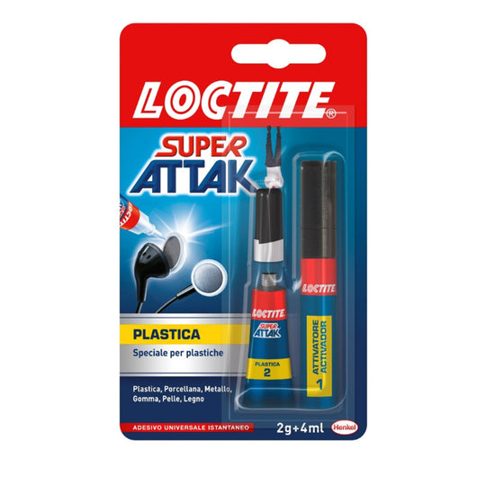 Loctite colla super attak speciale per plastica tubo da 2 gr + 4 milliliter