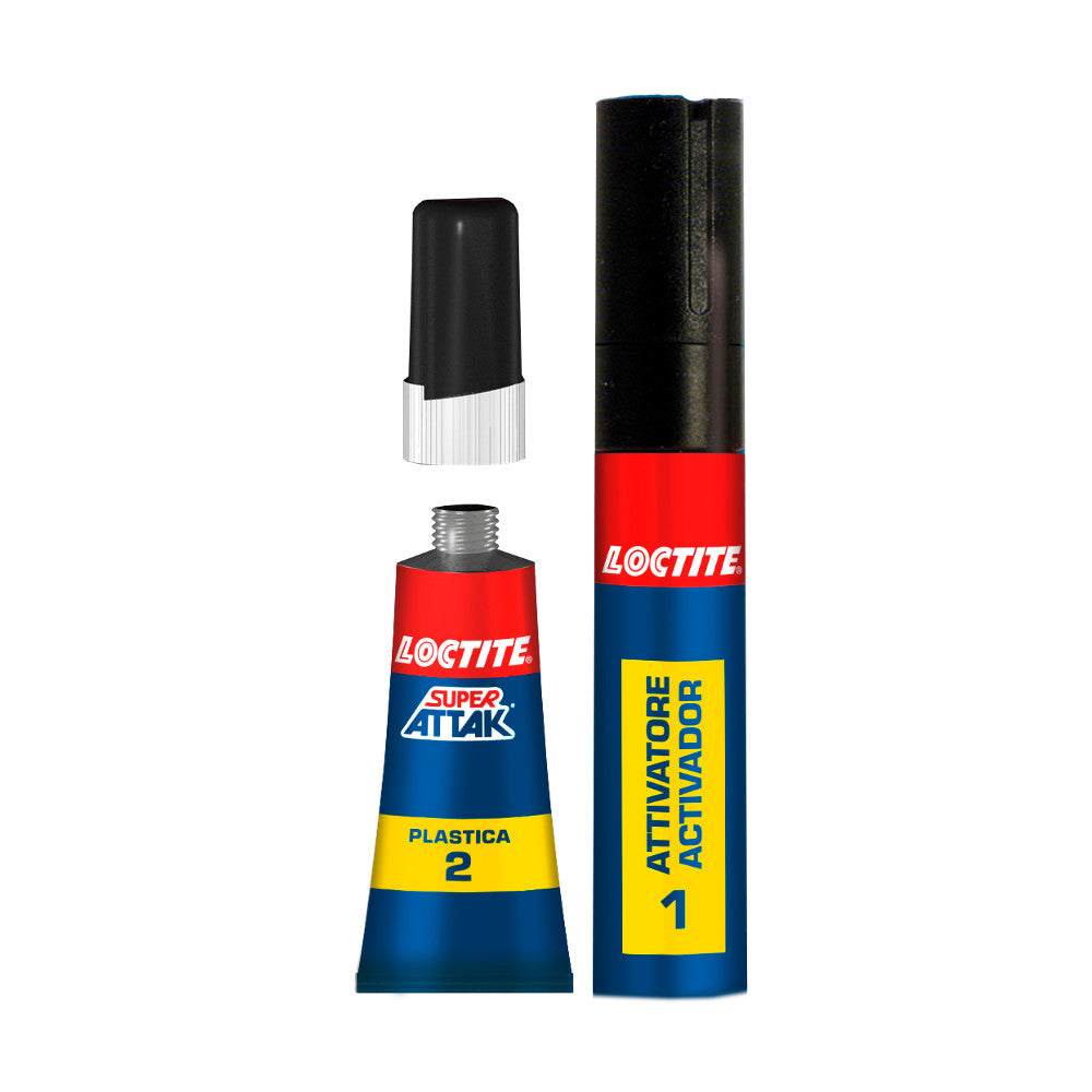 Loctite colla super attak plastica confezione da 12 tubi da 2 gr + 4 milliliter