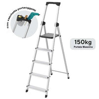 Scala Super Piuma in Alluminio 5Gradini Scaletto Robusto e Leggero Max150Kg