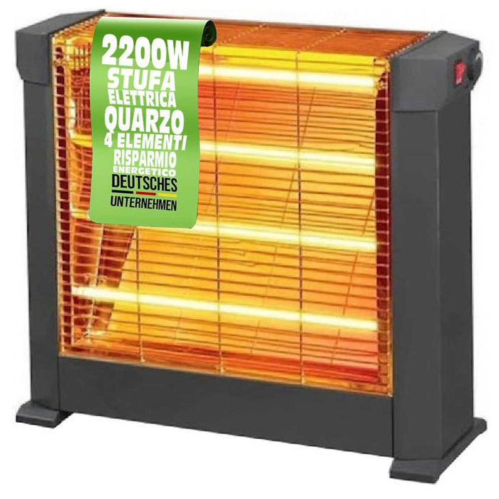 Stufa elettrica Super Potente 2200 watt KS-2760 a quarzo 4 Elementi - Doppia Reg.