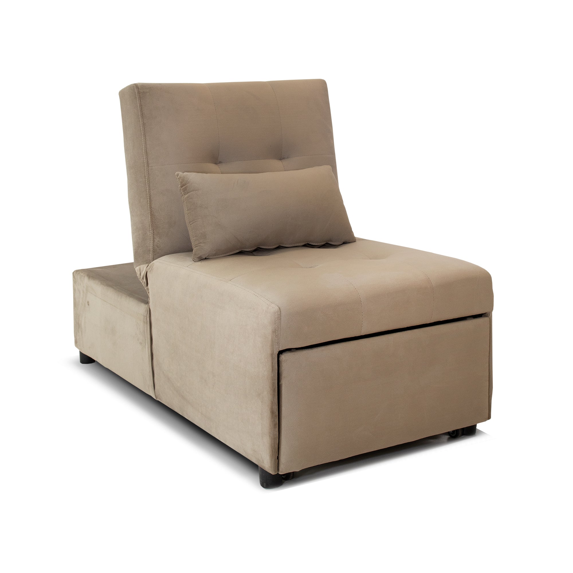 Poltrona Pouf Chaise Longue Nuit Velluto Tortora