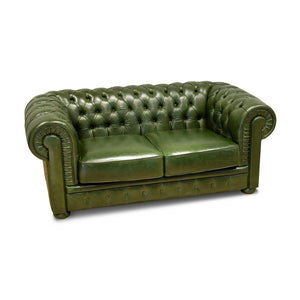 Divano Chester Pelle Fiore Verde Inglese 180x98x76 cm