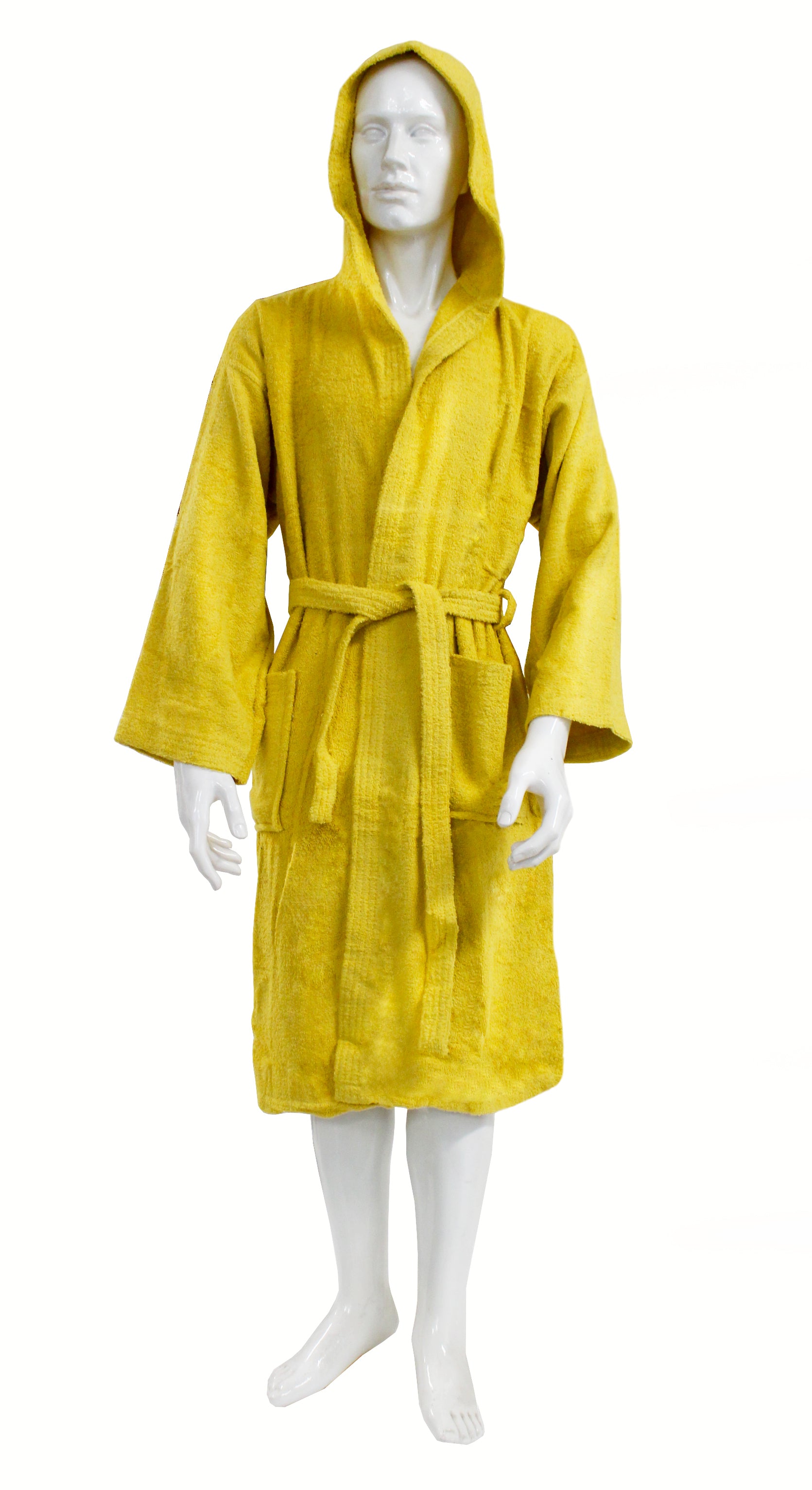 TESS-HOME COLLECTION. Accappatoio unisex con cappuccio Tg XL giallo ocra