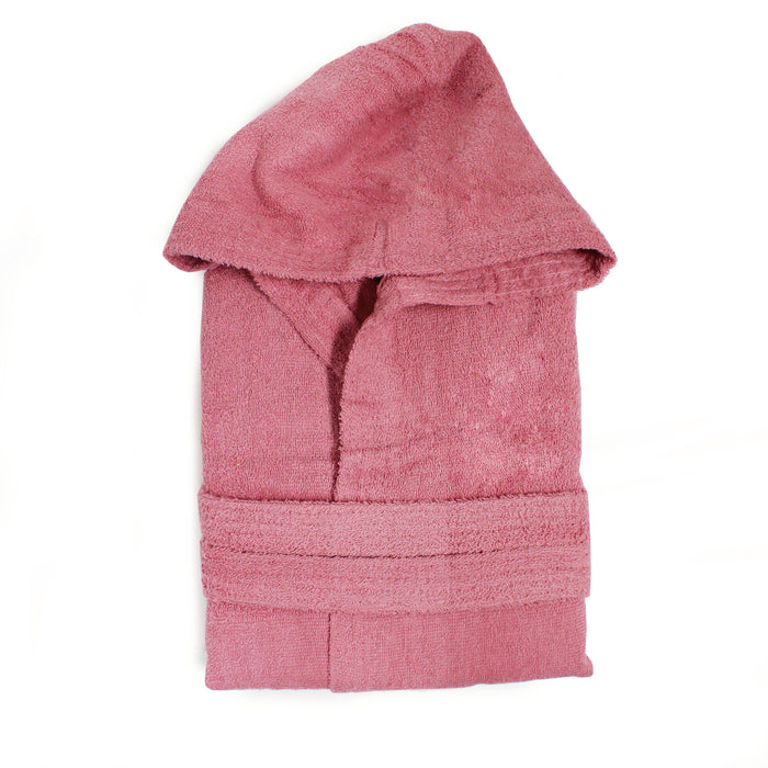 TESS-HOME COLLECTION. Accappatoio unisex con cappuccio Tg XL rosa