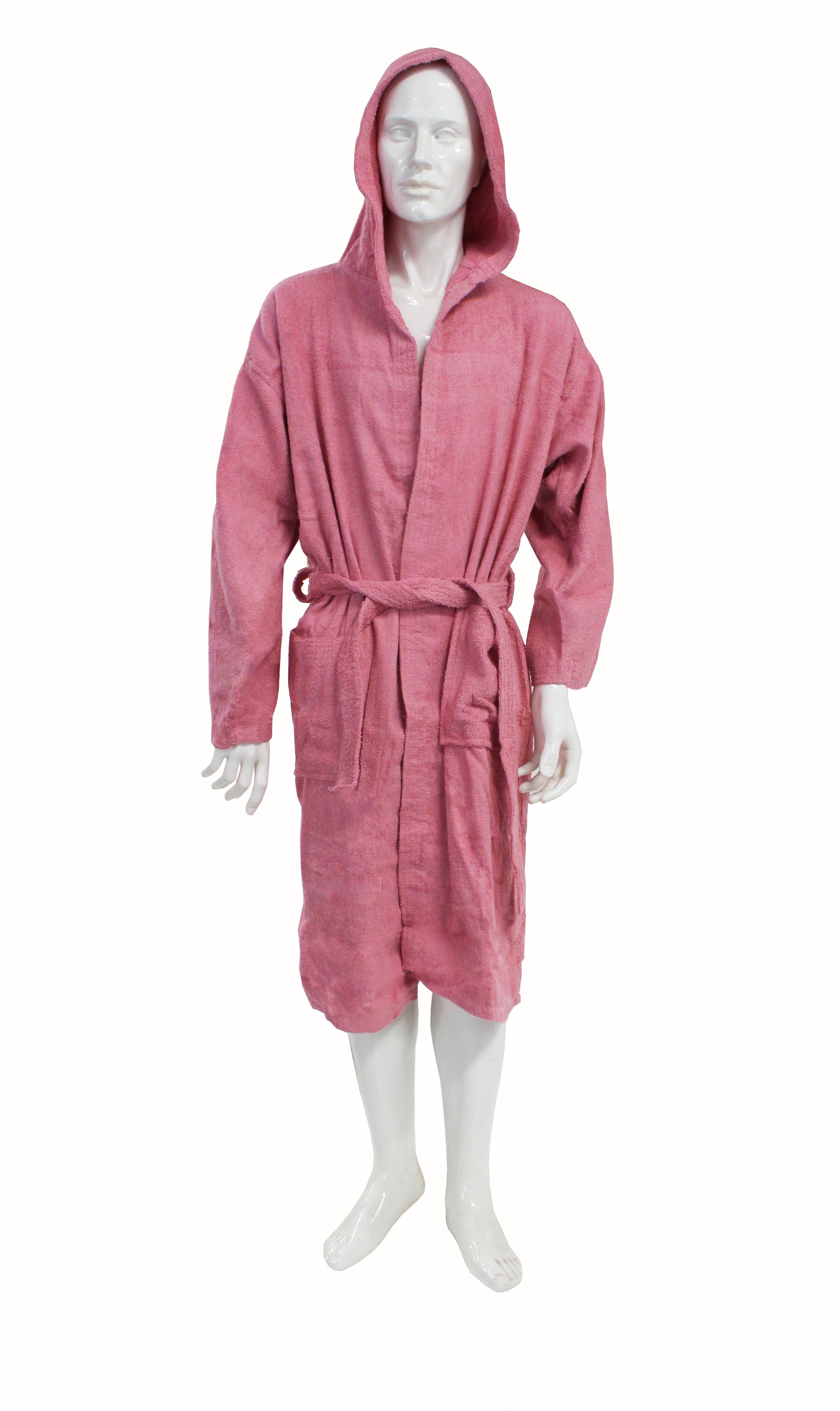 TESS-HOME COLLECTION. Accappatoio unisex con cappuccio Tg XL rosa