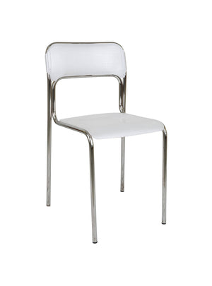 Sedia Ceuta, Sedia moderna in metallo e polipropilene, Ideale per sala da pranzo, cucina o salotto, Cm 43x45h.81, Bianco, Singola