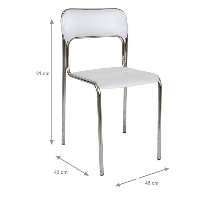 Sedia Ceuta, Sedia moderna in metallo e polipropilene, Ideale per sala da pranzo, cucina o salotto, Cm 43x45h.81, Bianco, Singola