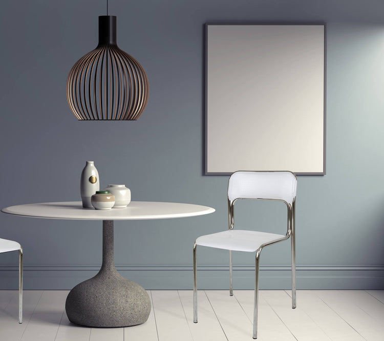 Sedia Ceuta, Sedia moderna in metallo e polipropilene, Ideale per sala da pranzo, cucina o salotto, Cm 43x45h.81, Bianco, Singola