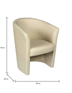 Poltrona Abrera, Poltrona moderna con rivestimento in ecopelle, Seduta da soggiorno di design, Cm 64x63h79, Beige