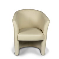 Poltrona Abrera, Poltrona moderna con rivestimento in ecopelle, Seduta da soggiorno di design, Cm 64x63h79, Beige