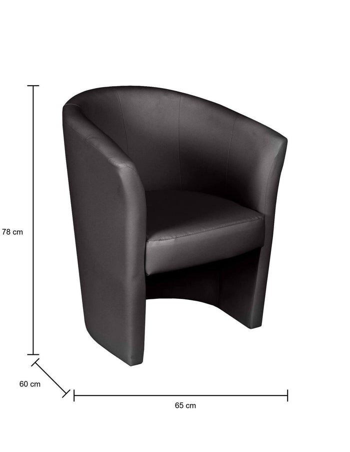 Poltrona Abrera, Poltrona moderna con rivestimento in ecopelle, Seduta da soggiorno di design, Cm 64x63h78, Nera