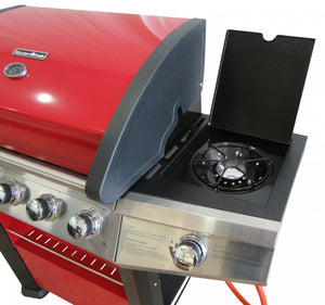 Barbecue gas 4 bruciatori + 1 laterale, colore rosso, cm 156 x 58 x h121