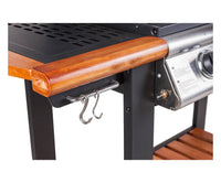 Barbecue a gas 4 bruciatori, in metallo e ripiani in legno, cm144 x 56 x h106