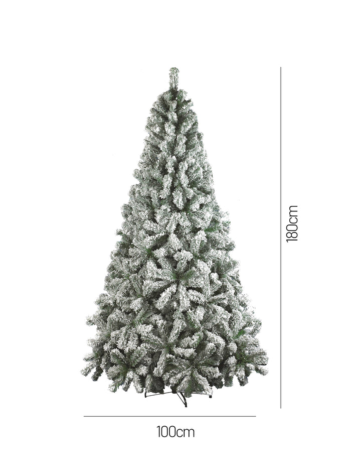 Albero di Natale Parigi, Albero artificiale extra folto imbiancato effetto neve , Albero effetto reale in PVC, 664 rami, Altezza cm 180