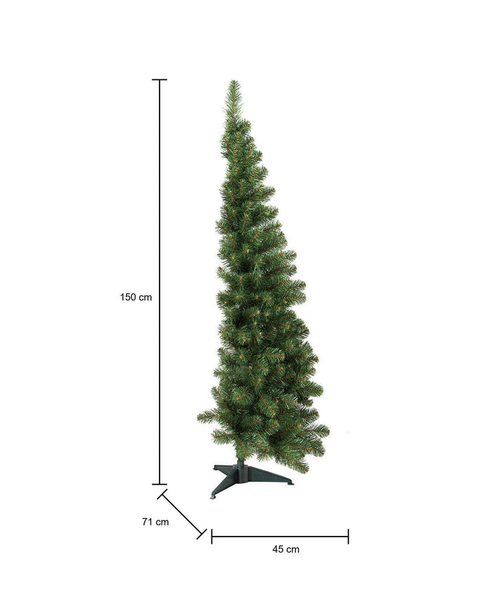 Albero di Natale Aosta, Mezzo Albero da parete artificiale extra folto, Albero effetto reale in PVC, 237 rami, Altezza cm 150