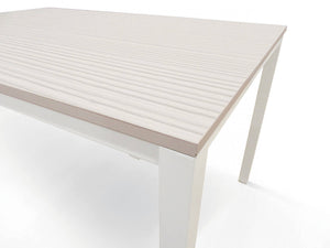 Tavolo allungabile Aguimes, Tavolo da pranzo estensibile, Consolle multiuso con allunghe, Tavolo in metallo con ripiano in laminato, Cm 110x70h76, Bianco frassinato