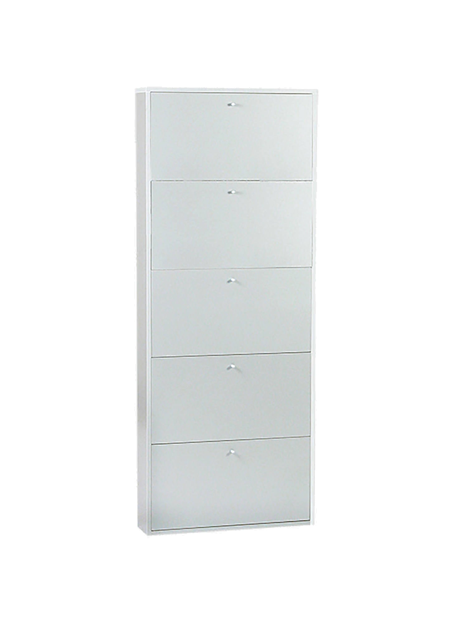 Scarpiera a 5 ribalte, colore bianco opaco, cm 65 x 16 x h164