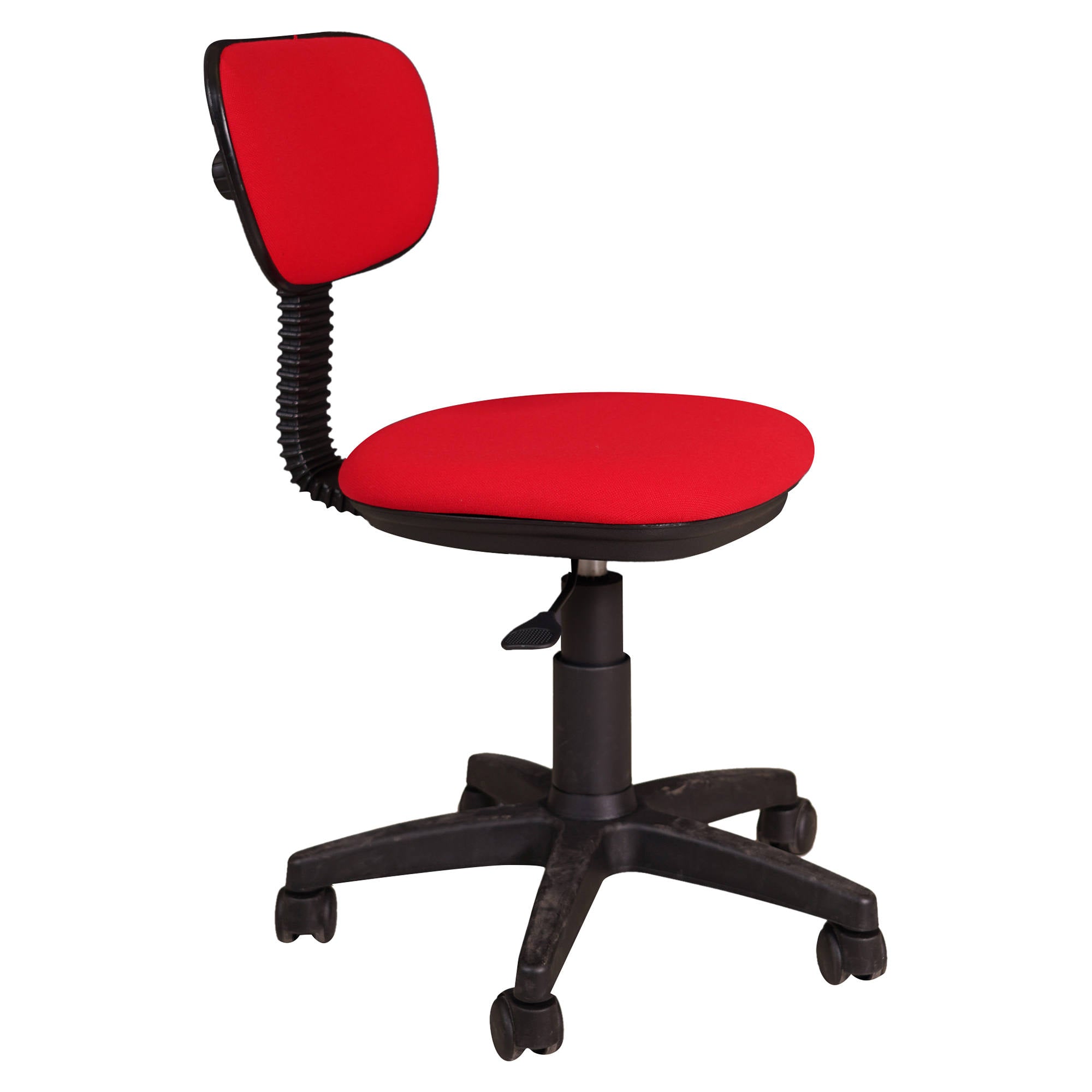 Sedia da ufficio Castelldef, Poltrona elevabile in tessuto imbottito, Sedia con ruote per studio o lavoro, Cm 58x53h77, Rosso