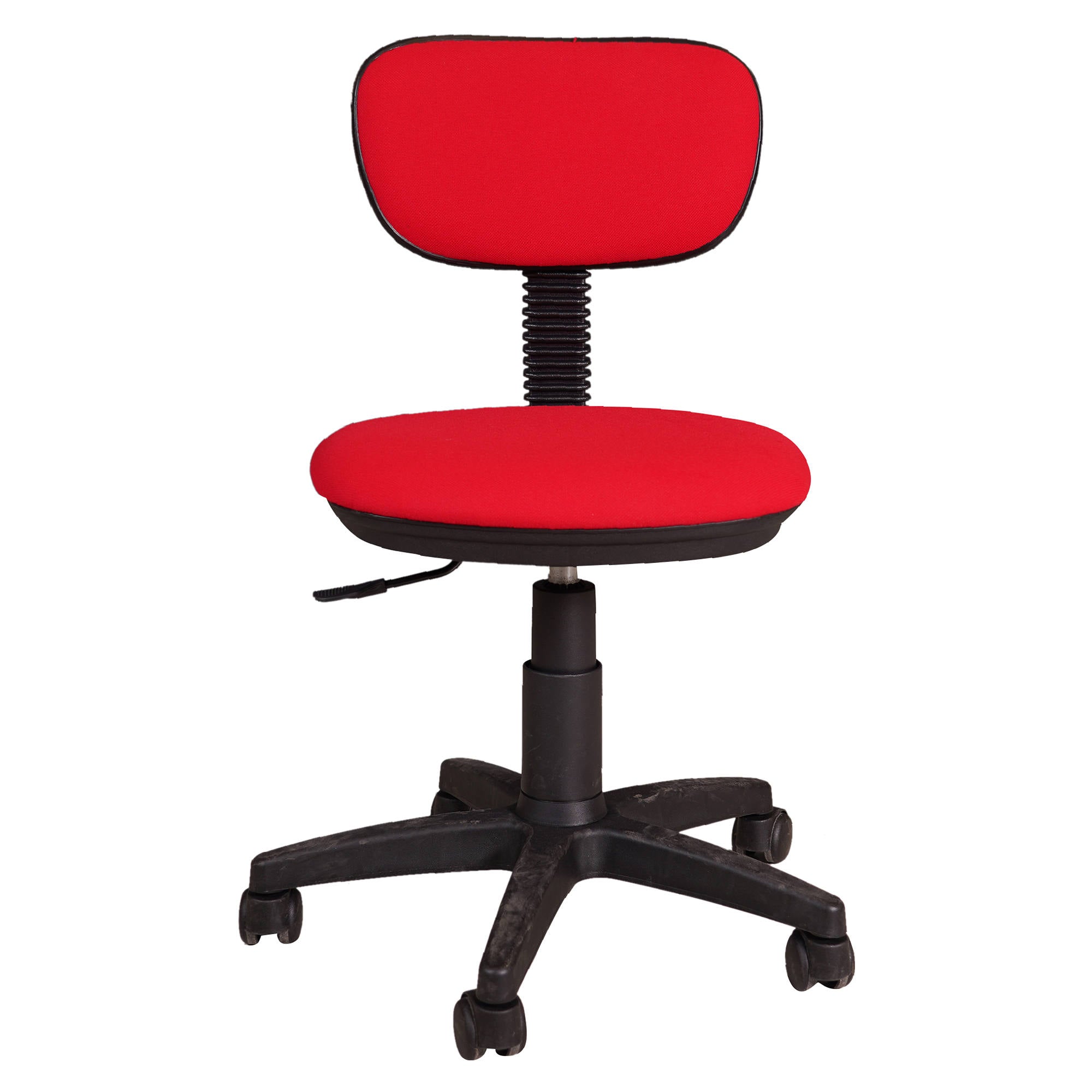 Sedia da ufficio Castelldef, Poltrona elevabile in tessuto imbottito, Sedia con ruote per studio o lavoro, Cm 58x53h77, Rosso