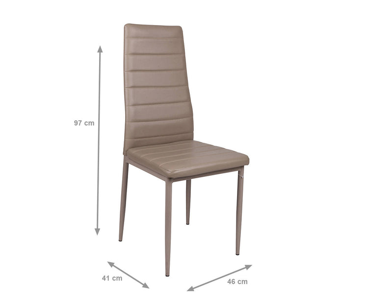 Sedia Ceuti, Sedia moderna in metallo con rivestimento in ecopelle, Ideale per sala da pranzo, cucina o salotto, Cm 41x46h97, Sabbia, Singola