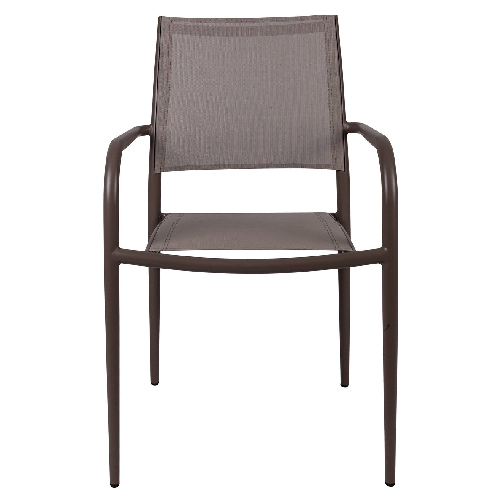 Sedia impilabile in alluminio e textilene, colore marrone, cm 56 x 62 x h85