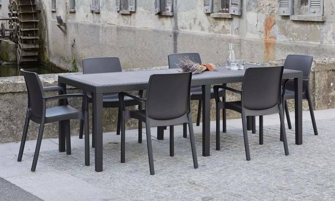 Tavolo da esterno Roma, Tavolo rettangolare allungabile da pranzo, Tavolo da giardino estensibile multiuso, 100% Made in Italy, Cm 150x90h72, Antracite