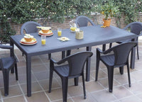 Tavolo da esterno Roma, Tavolo rettangolare allungabile da pranzo, Tavolo da giardino estensibile multiuso, 100% Made in Italy, Cm 150x90h72, Antracite