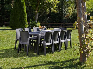 Tavolo da esterno Roma, Tavolo rettangolare allungabile da pranzo, Tavolo da giardino estensibile multiuso, 100% Made in Italy, Cm 150x90h72, Antracite