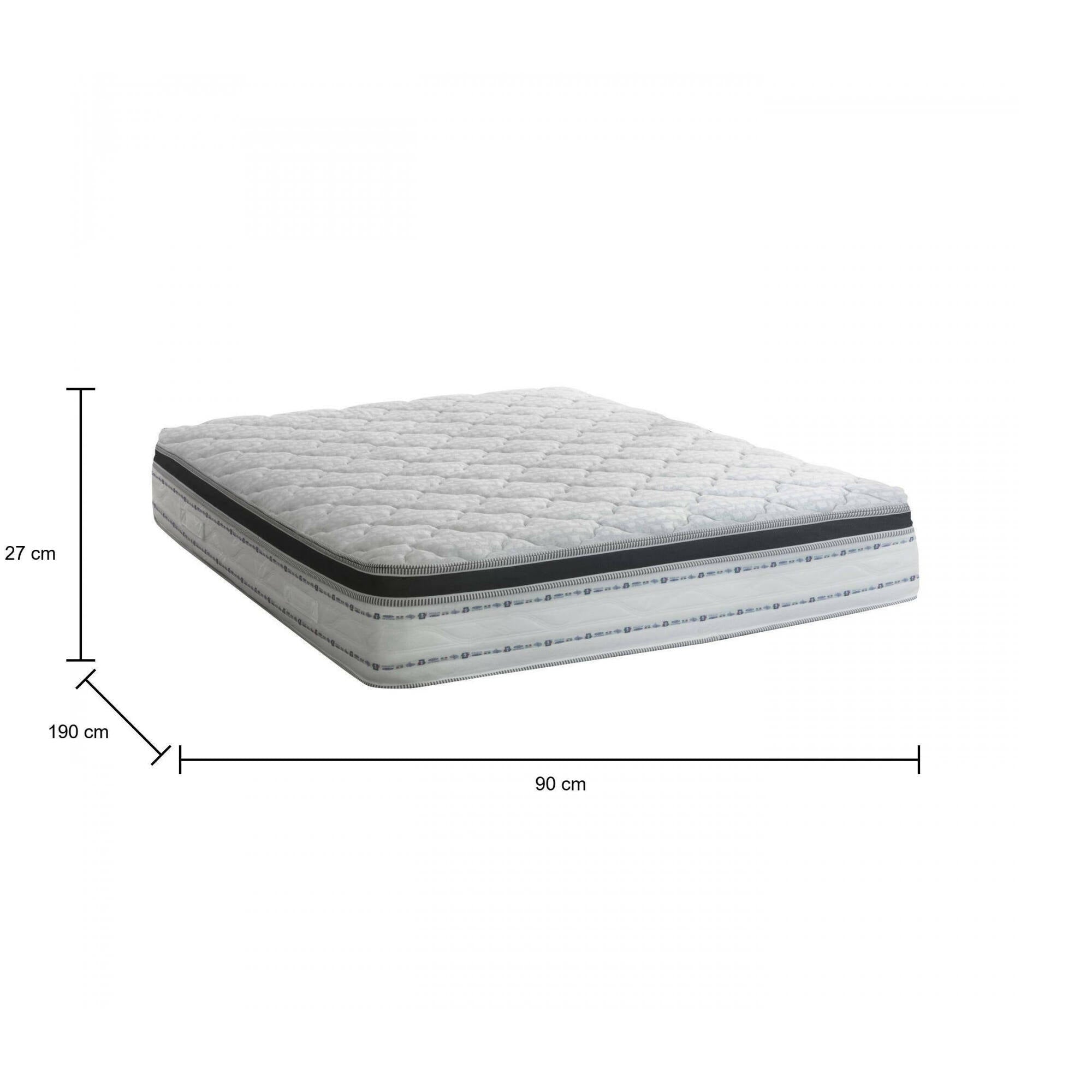 Materasso singolo Laila, Sfoderabile in Memory Foam+Gel e Molle insacchettate, 100% Made in Italy, Antiacaro e Anallergico, cm 90x190 h27