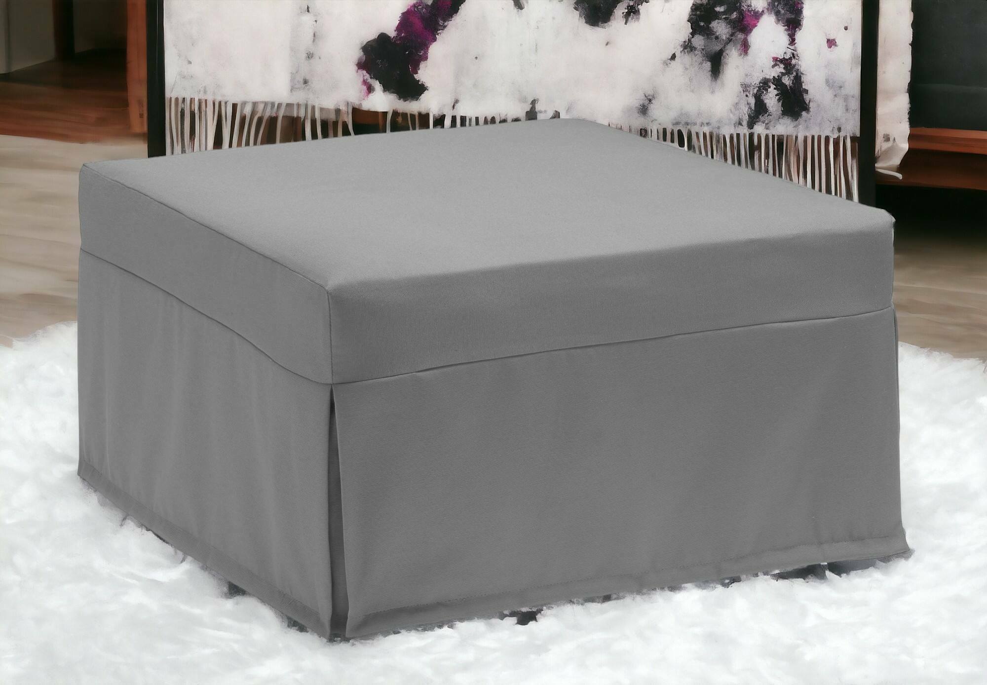 Letto pieghevole Ancilla, Pouf trasformabile in letto singolo, 100% Made in Italy, Pouf in tessuto da soggiorno, cm 80x80h45, Grigio