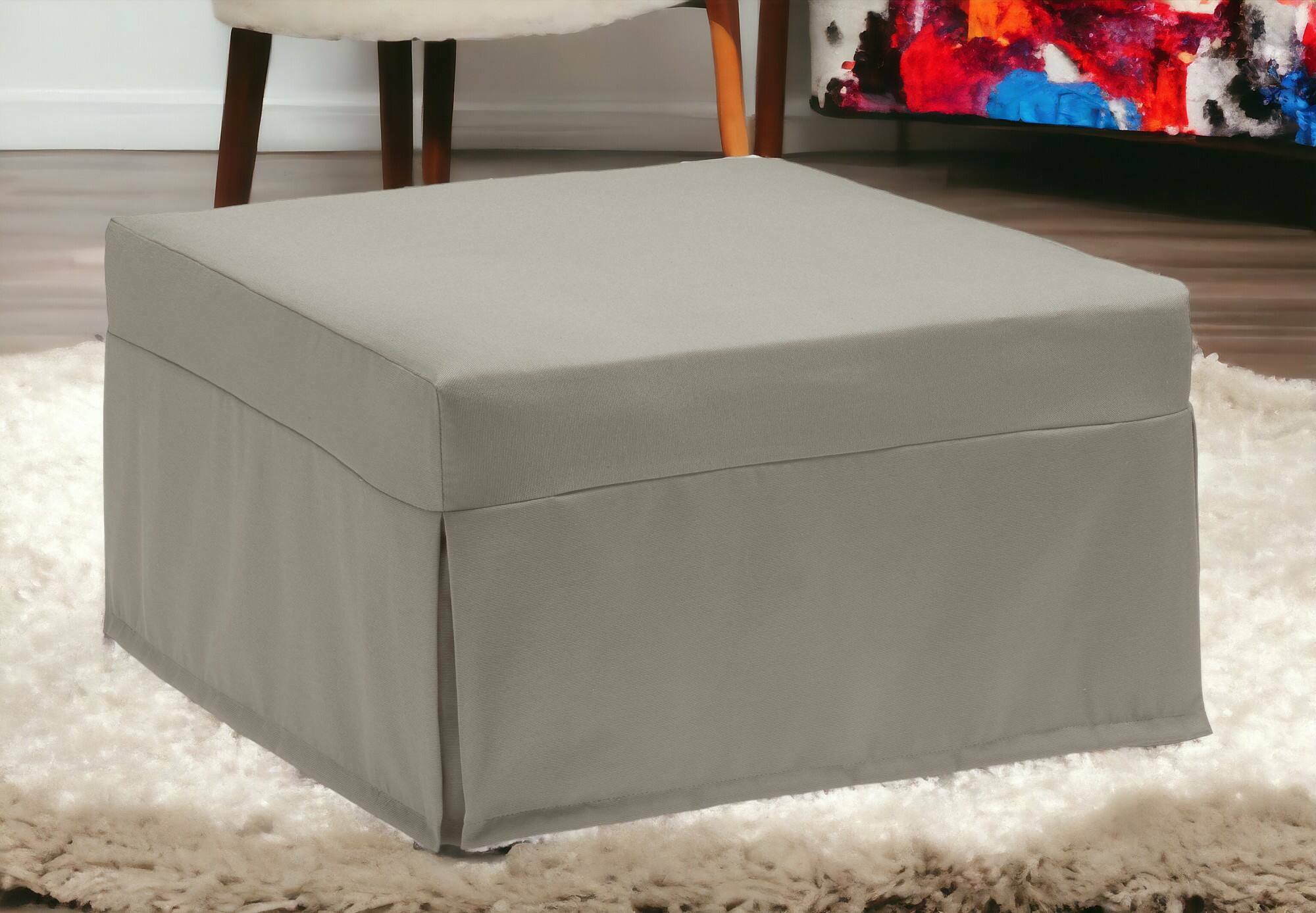 Letto pieghevole Ancilla, Pouf trasformabile in letto singolo, 100% Made in Italy, Pouf in tessuto da soggiorno, cm 80x80h45, Tortora