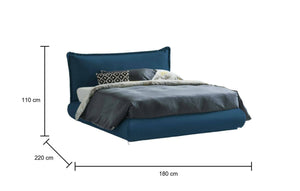 Letto matrimoniale Ilenia, Letto contenitore con rivestimento e testata in tessuto, Made in Italy, Apertura frontale, adatto per materasso 160x190 cm, Blu