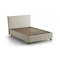 Letto piazza e mezza Ashasa, Letto contenitore con rivestimento in tessuto, Made in Italy, Apertura frontale, adatto per materasso cm 120x190, Beige