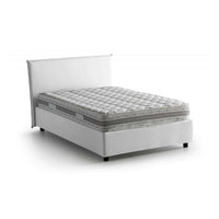 Letto piazza e mezza Asmara, Letto contenitore con rivestimento in tessuto, Made in Italy, Apertura frontale, con materasso cm 120x190 incluso, Bianco