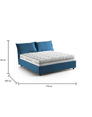 Letto matrimoniale Denise, Letto contenitore con rivestimento in tessuto, Made in Italy, Apertura frontale, con materasso cm 160x190 incluso, Blu