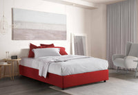 Letto matrimoniale Maria, Letto contenitore con rivestimento in tessuto, Made in Italy, Apertura frontale, adatto per materasso cm 160x200, Rosso