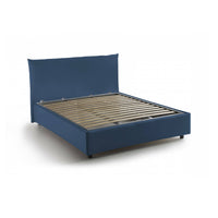 Letto piazza e mezza Ornella, Letto contenitore con rivestimento in tessuto, Made in Italy, Apertura frontale, adatto per materasso cm 120x190, Blu