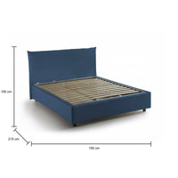 Letto piazza e mezza Ornella, Letto contenitore con rivestimento in tessuto, Made in Italy, Apertura frontale, adatto per materasso cm 120x190, Blu