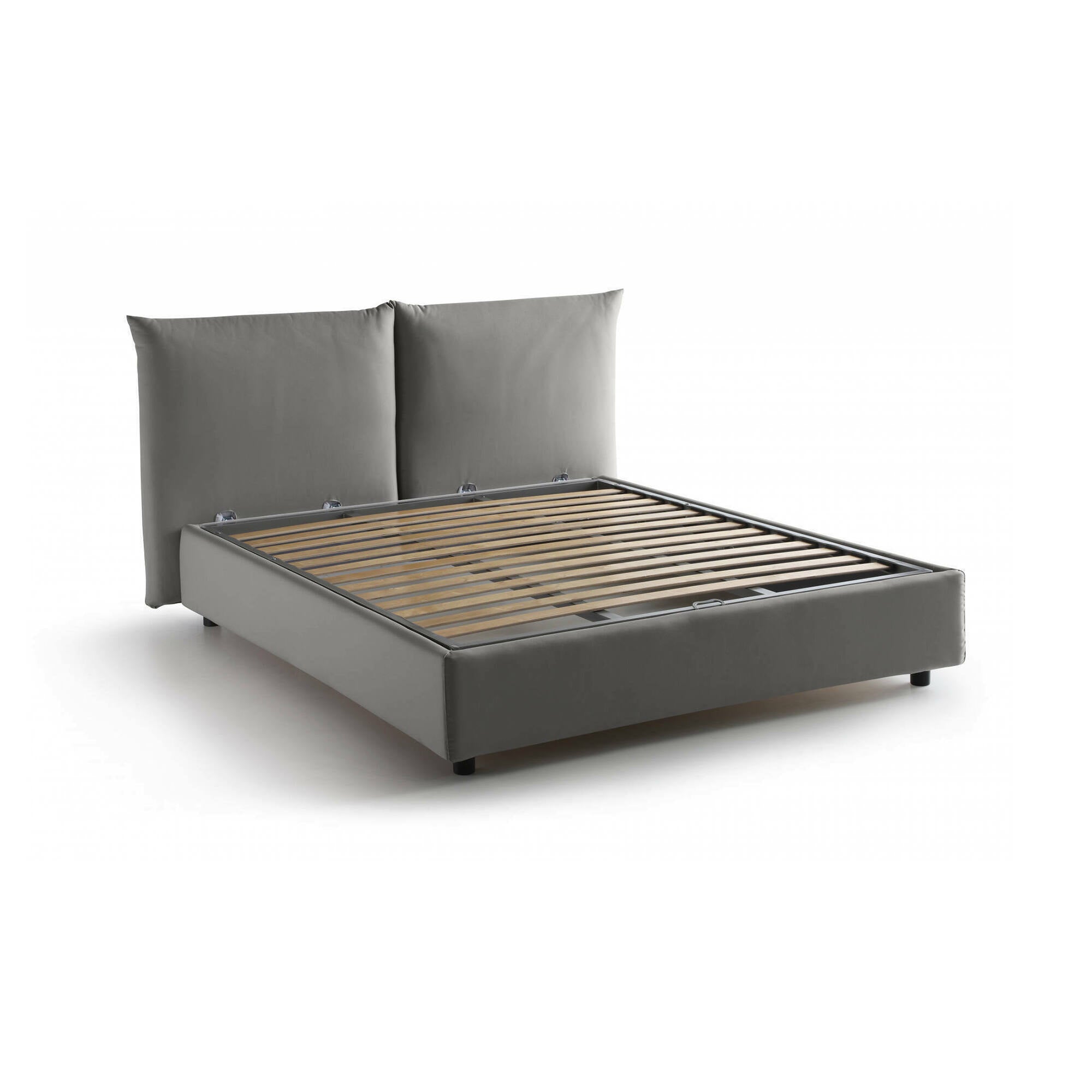 Letto matrimoniale Tiziana, Letto contenitore con rivestimento in tessuto, Made in Italy, Apertura frontale, adatto per materasso cm 160x190, Grigio