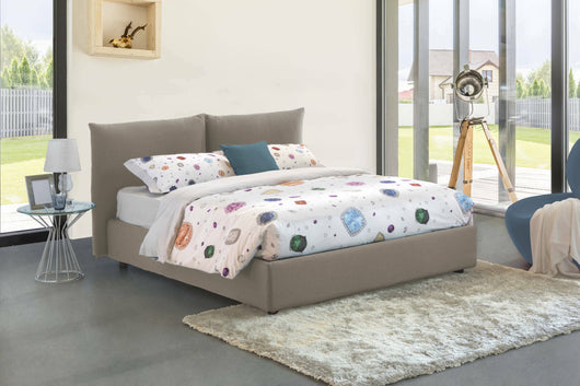 Letto matrimoniale Tiziana, Letto contenitore con rivestimento in tessuto, Made in Italy, Apertura frontale, adatto per materasso cm 160x190, Tortora