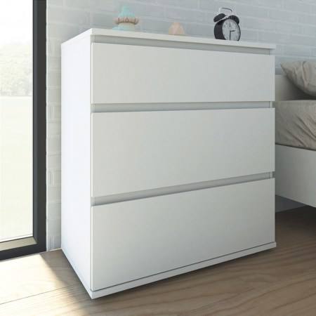 Cassettiera atre cassetti, colore bianco, cm 76 x 83 x 40