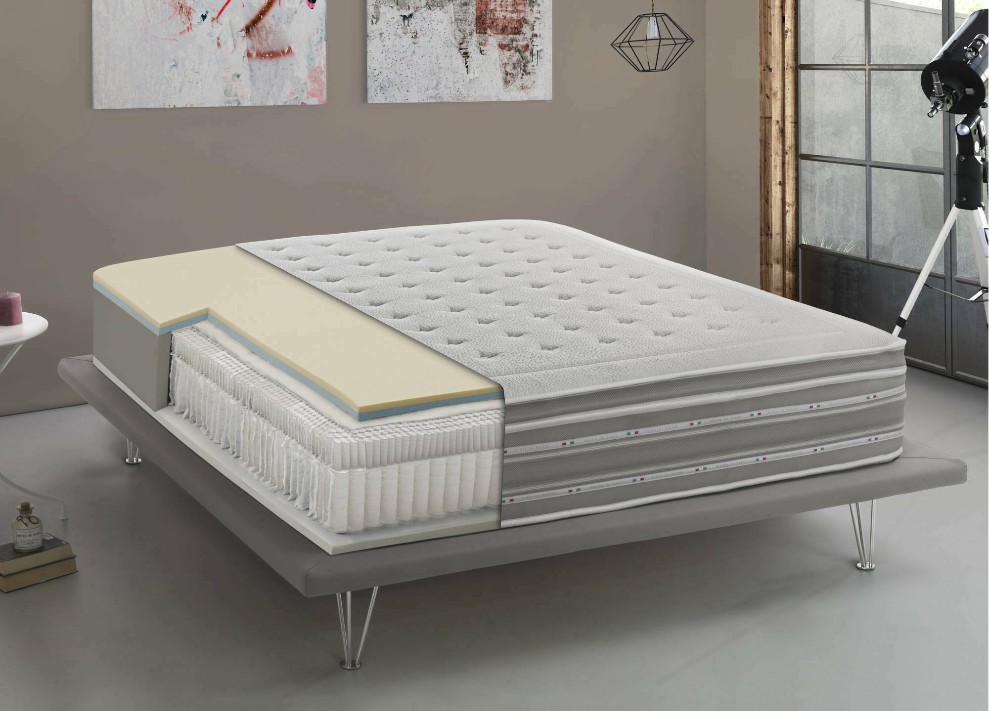 Materasso singolo Tamara, Ortopedico in Memory Foam e Micromolle insacchettate, 100% Made in Italy, Antiacaro e Anallergico, cm 80x190 h37